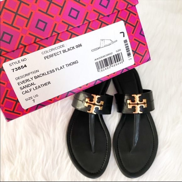 NEW TORY BURCH Everly Backless Thong Sandals BLACK - Picture 7 of 7